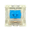Vooraanzicht van een Gateron KS-9 Blue Switch met helder top housing en blauwe stem